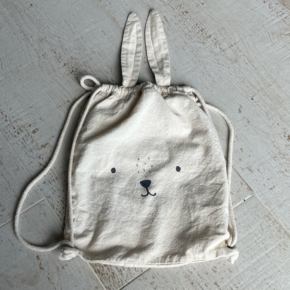 $5💕 H&M HOME Kids Cream Bunny Drawstring Bag